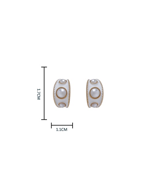 HYACINTH Brass Imitation Pearl Enamel Geometric Trend Stud Earring 3
