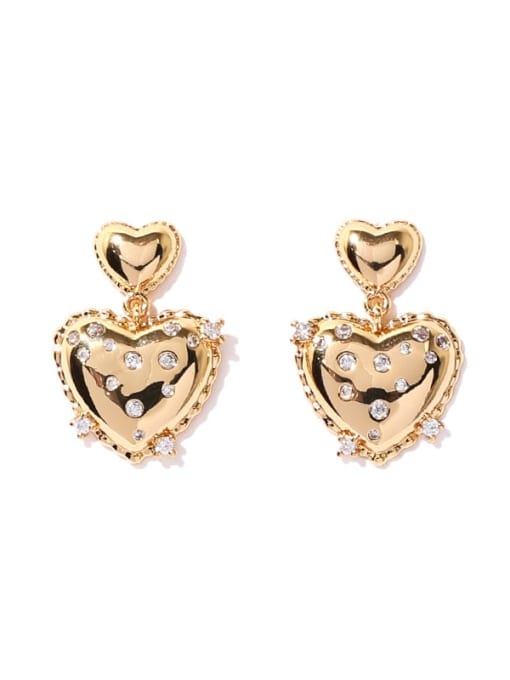 TINGS Brass Cubic Zirconia Heart Vintage Drop Earring 0