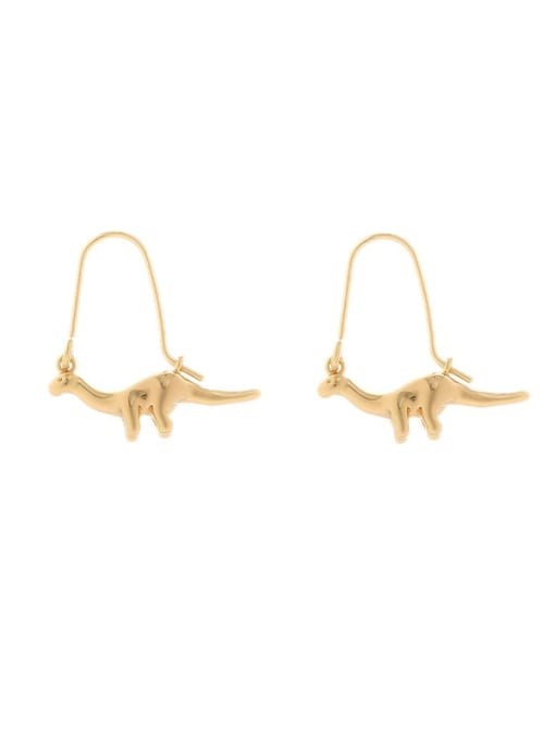 Golden Dinosaur Brass Animal Cute Hook Earring