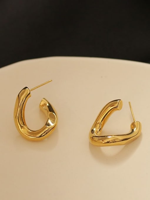 ACCA Brass Heart Minimalist Simple twisted lines Stud Earring 2