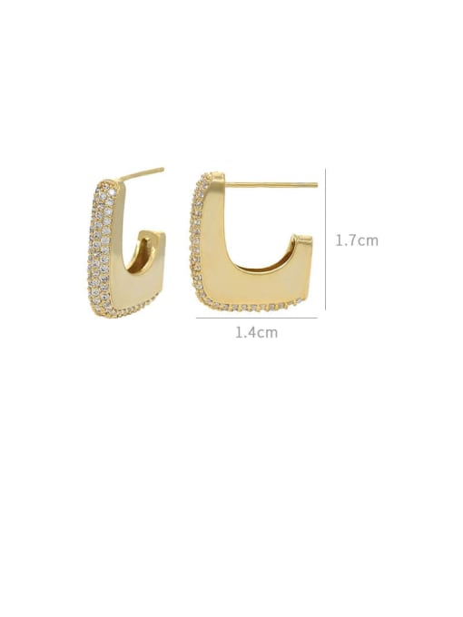 YOUH Brass Cubic Zirconia Geometric Dainty Stud Earring 2