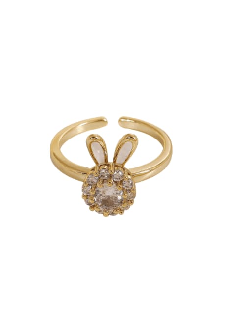 HYACINTH Brass Cubic Zirconia Rabbit Cute Band Ring