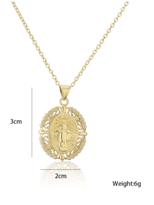 AOG Brass Cubic Zirconia Geometric Vintage Regligious Necklace 2