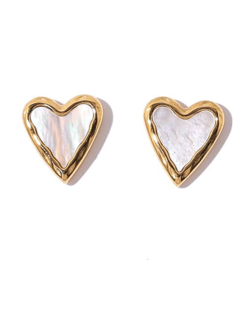 Titanium steel earrings Titanium Steel Shell Heart Minimalist Stud Earring