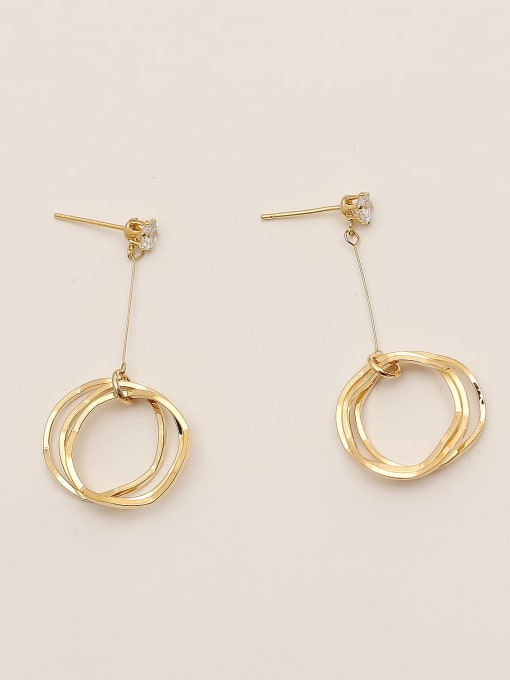 14K gold Brass Hollow Geometric Minimalist Drop Trend Korean Fashion Earring