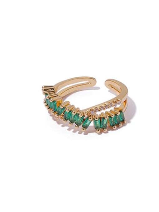 Emerald zircon Brass Cubic Zirconia Geometric Minimalist Band Ring