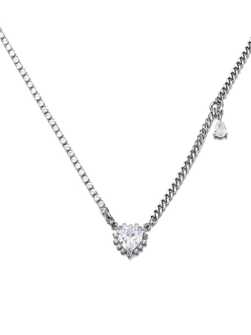 TINGS Brass Cubic Zirconia Heart Vintage Necklace 0