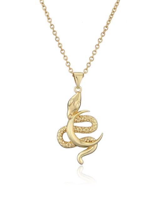 20564 Brass Vintage Snake Pendant Necklace