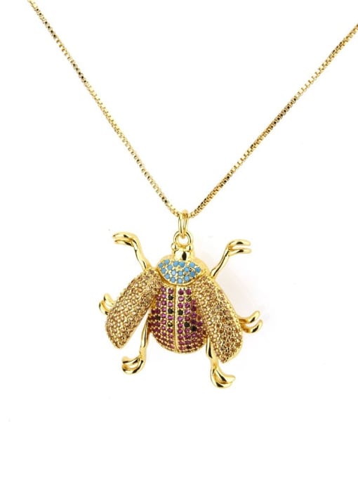 renchi Brass Cubic Zirconia Insect Cute Necklace 0