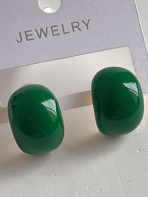 M136 green Brass Enamel Geometric Vintage Stud Earring