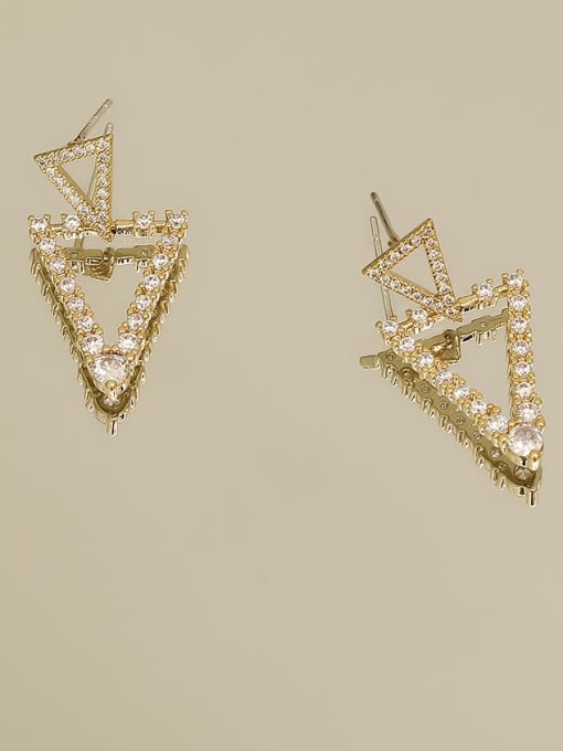 14K real gold Brass Cubic Zirconia Geometric Vintage Drop Trend Korean Fashion Earring