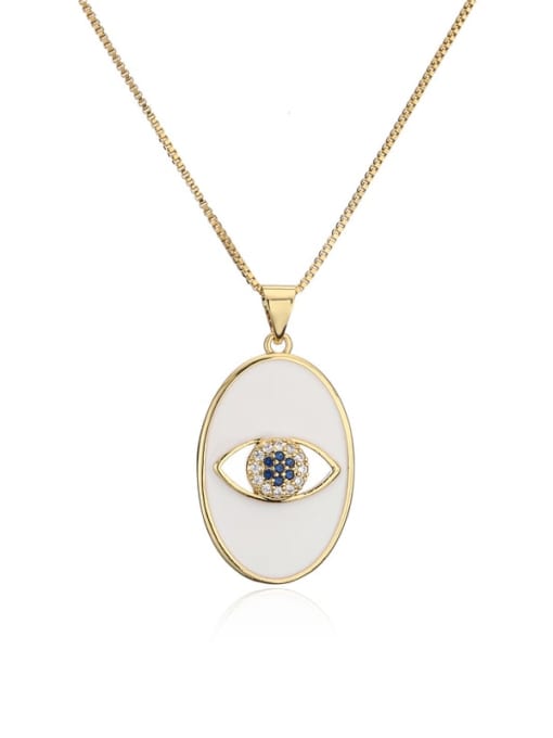 21083 Brass Rhinestone Enamel Evil Eye Trend Heart Pendant Necklace