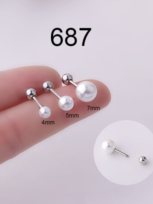 687 Stainless steel Imitation Pearl Geometric Minimalist Single Earring