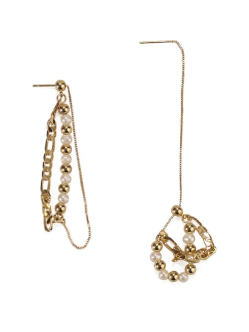Five Color Brass Imitation Pearl Geometric Vintage Drop Earring 0