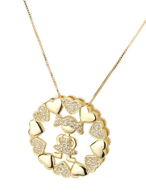 Zirconium white girl Brass Cubic Zirconia Heart Dainty Necklace