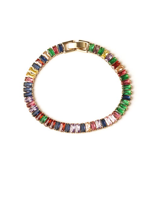 ACCA Brass Cubic Zirconia Rainbow Luxury Link Bracelet