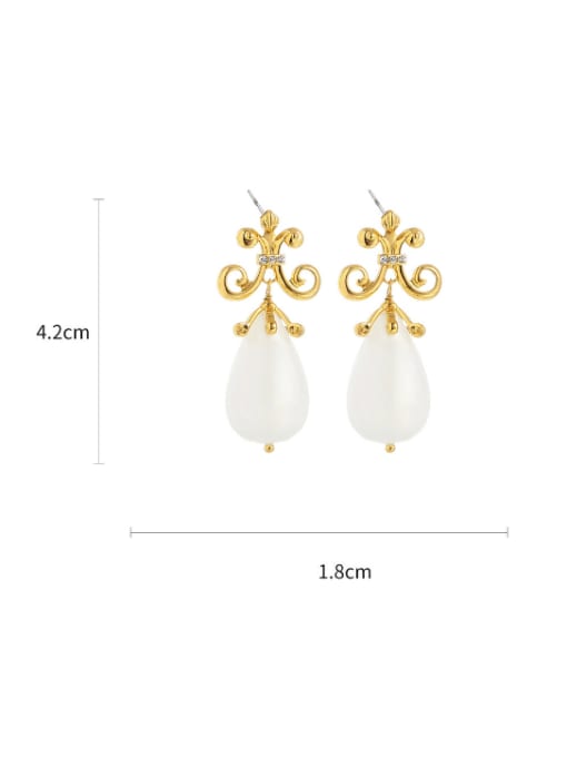 Five Color Brass Imitation Pearl Tree Vintage Drop Earring 2