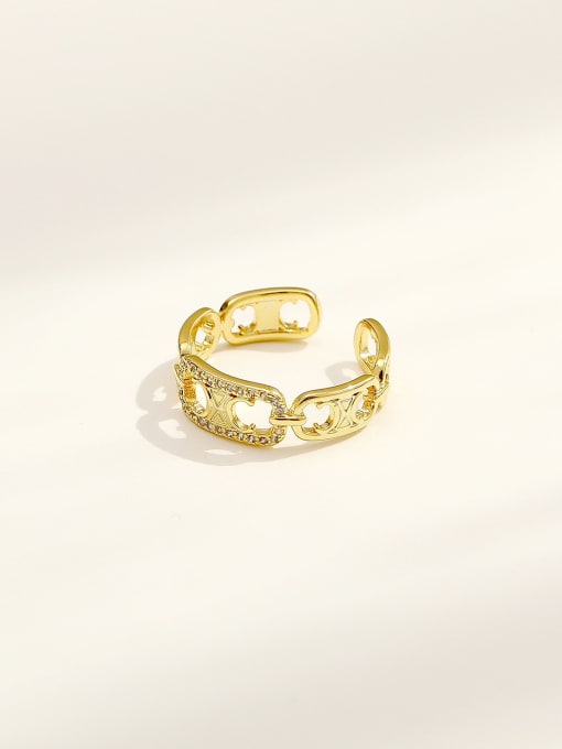 HYACINTH Brass Cubic Zirconia Geometric Minimalist Band Fashion Ring