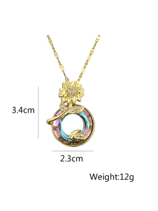 AOG Brass Glass Stone Geometric Minimalist Necklace 3