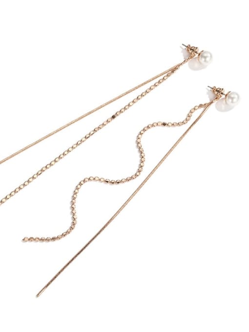 Golden white Stainless steel Tassel Minimalist Threader Earring