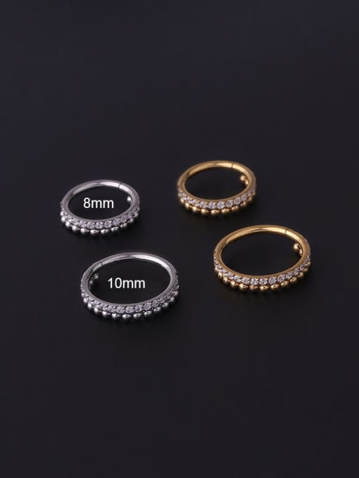 HISON Stainless steel Cubic Zirconia Geometric Hip Hop Nose Rings 1