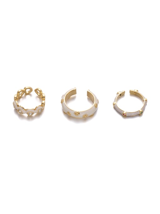 Five Color Brass Enamel Heart Minimalist Band Ring 2