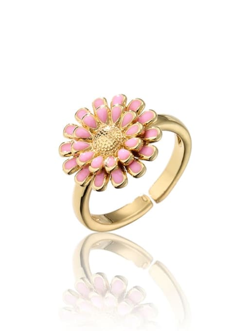 10943 Brass Enamel Flower Vintage Band Ring