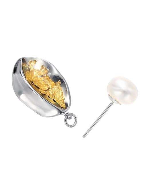 TINGS Brass Imitation Pearl Irregular Minimalist Single Earring 2