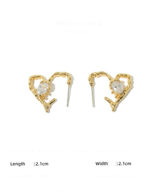 ACCA Brass Cubic Zirconia Heart Vintage Stud Earring 2