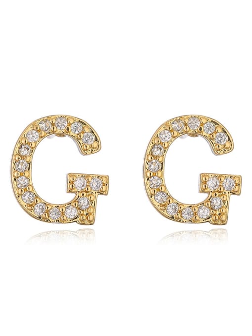 G Brass Cubic Zirconia Letter Minimalist Stud Earring
