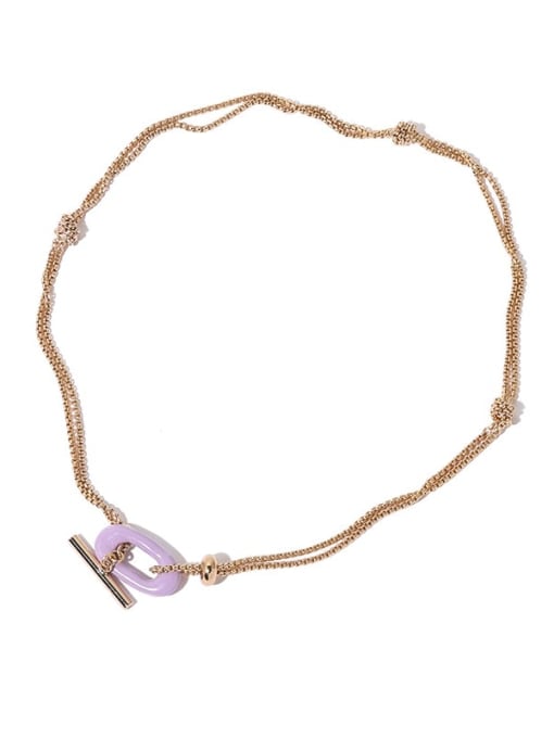 Purple drop oil Brass Enamel Geometric Vintage Multi Strand Necklace