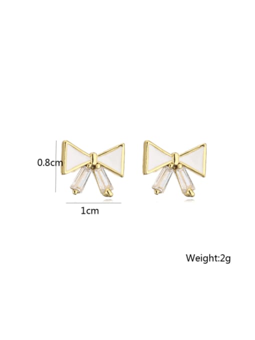 41907 Brass Cubic Zirconia Bowknot Trend Stud Earring