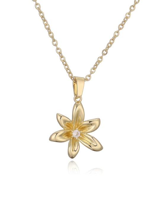 24464 Brass Flower Minimalist Necklace