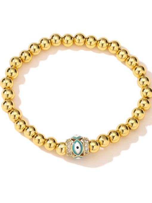 30867 Brass Cubic Zirconia Evil Eye Vintage Beaded Bracelet