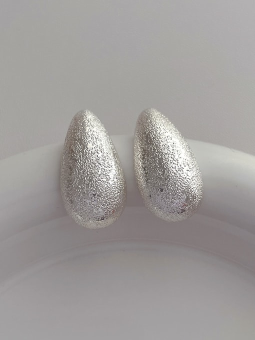 white Large Water Drop Earrings Brass Geometric Minimalist Stud Earring