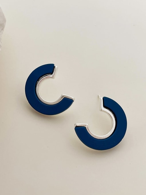 Blue S925 silver needle Alloy Resin Geometric Vintage Stud Earring/Multi-Color Optional