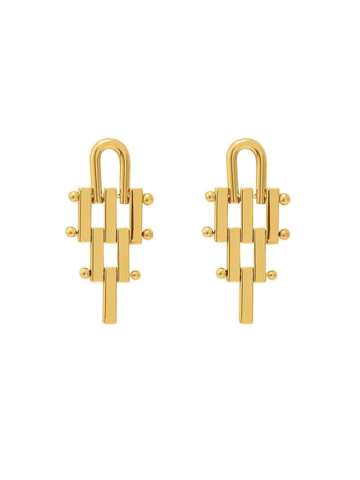 14 K gold Brass Hollow Irregular Minimalist Stud Trend Korean Fashion Earring