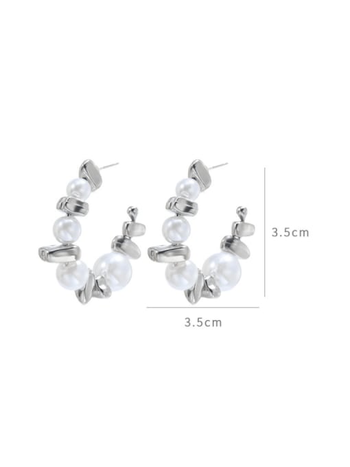 YOUH Brass Imitation Pearl Geometric Minimalist Stud Earring 1