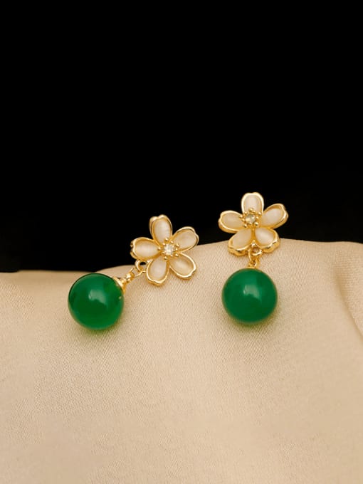 HYACINTH Brass Imitation Pearl Flower Minimalist Drop Earring 0