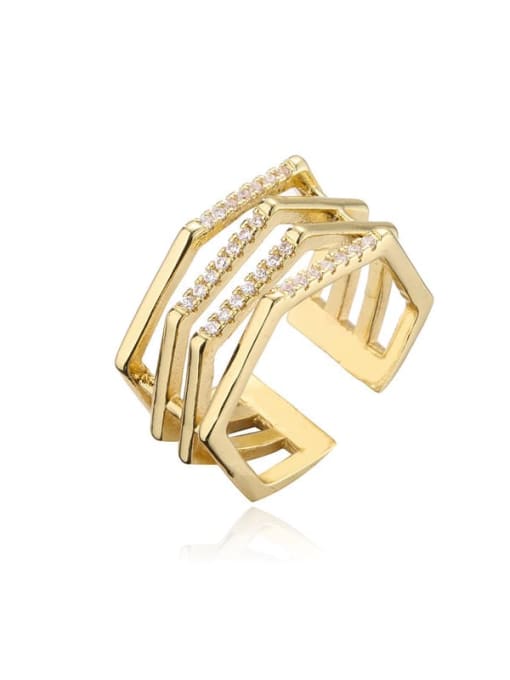 11110 Brass Cubic Zirconia Geometric Luxury Stackable Ring