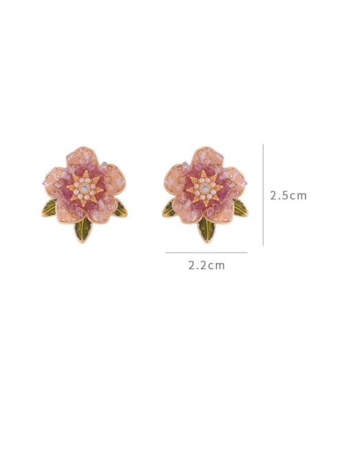 YOUH Brass Crystal Flower Dainty Stud Earring 2