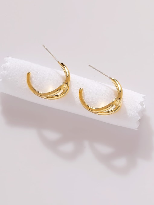 18k gold Brass Geometric Minimalist Stud Earring