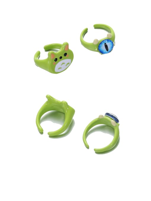 Five Color Alloy Enamel Multi Color Evil Eye Minimalist Band Ring 0