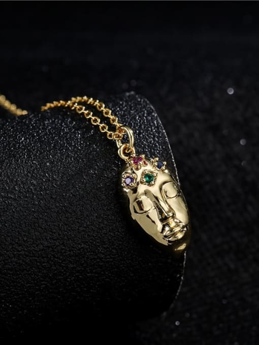 AOG Brass Cubic Zirconia  Vintage Portrait Pendant Necklace 1