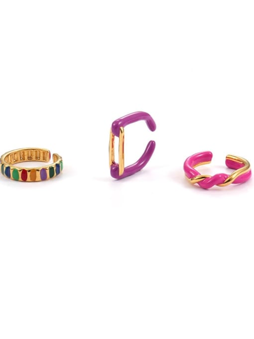 Five Color Brass Enamel Geometric Minimalist Band Ring
