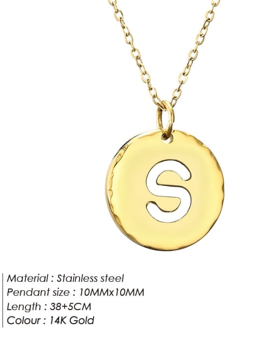 S 14 K gold Stainless steel Letter Minimalist Necklace