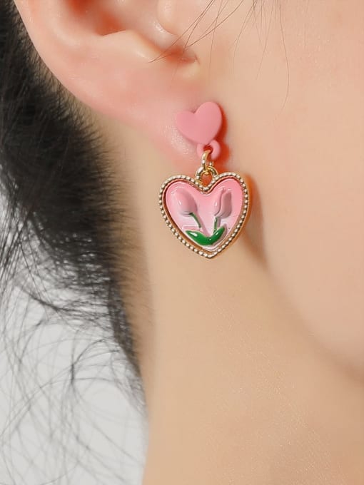 HYACINTH Brass Enamel Heart Minimalist Stud Earring 1