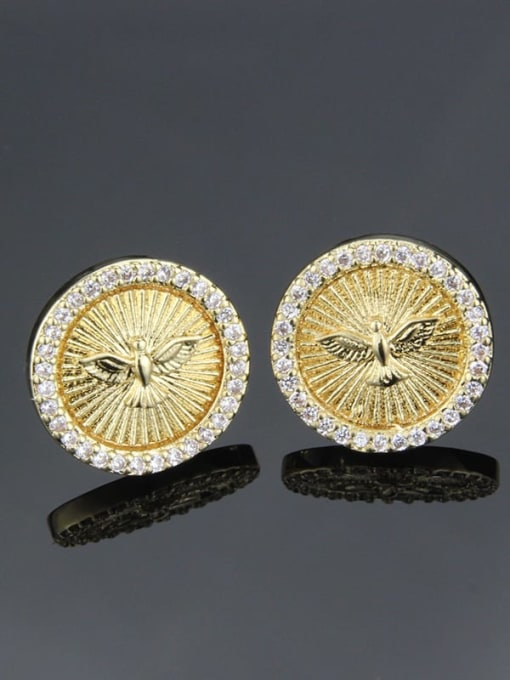 gold-plated Brass Rhinestone Round Vintage Stud Earring