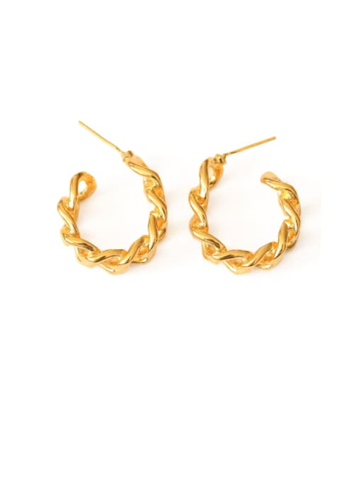 gold Brass Hollow Geometric Vintage Hoop Earring