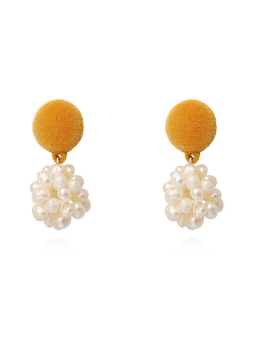 HYACINTH Copper Imitation Pearl Ball Minimalist Huggie Trend Korean Fashion Earring 0